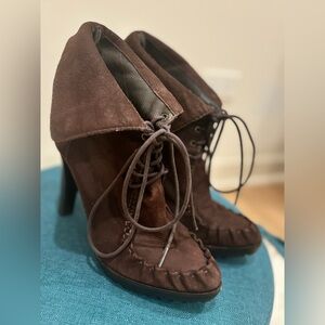 Diane Von Furstenberg-Booties High Top/Ankle Brown suede lace up #ankle boots
